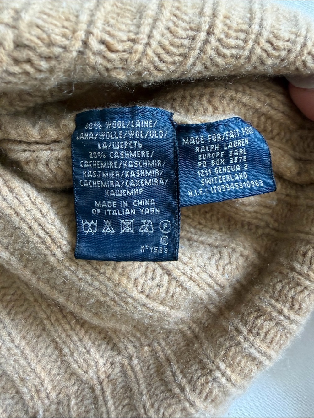 Ralph Lauren Blue Label 80 Wool 20 Cashmere Camel Tan Crop Boxy Knit Turtleneck - Picture 13 of 16